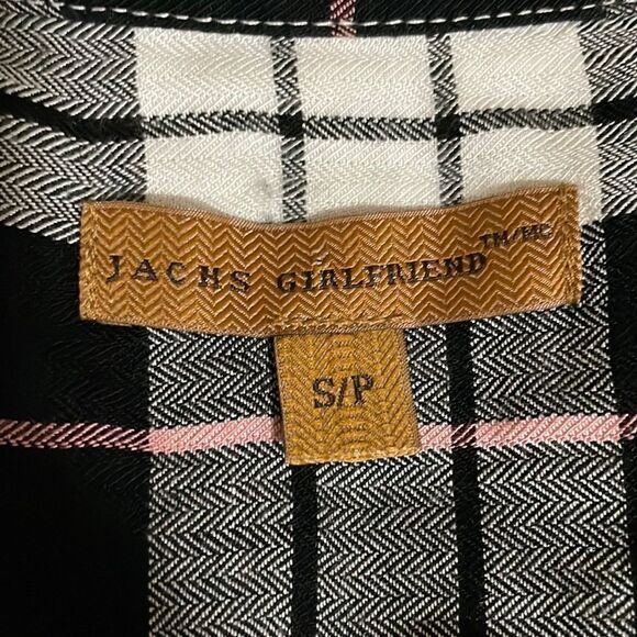 JACHS Girlfriend Capped Sleeve Plaid Shirt Size Small - Picture 7 of 10